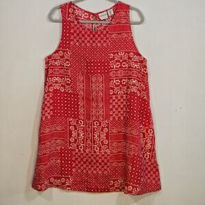 Rachel Zoe Red And White  Linen Shift Dress. Size XL.